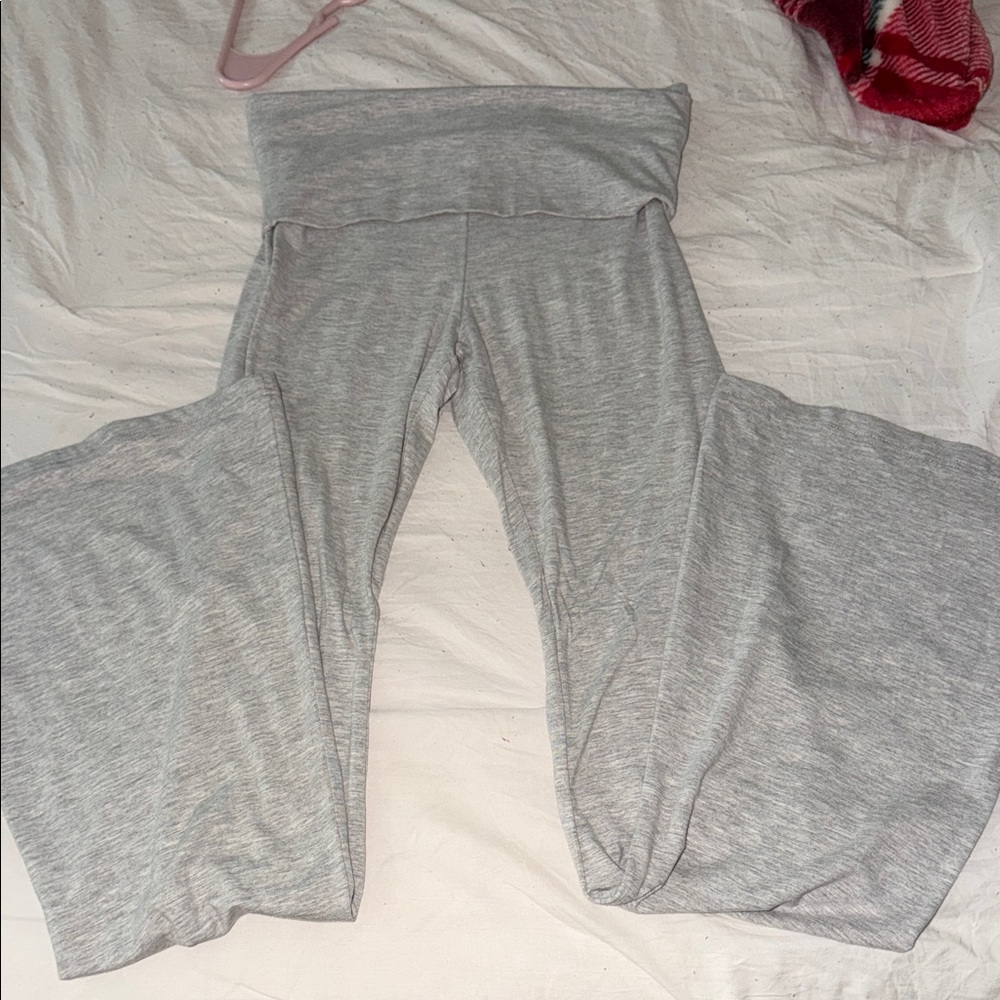 Gray Wide-Leg Yoga Pants
